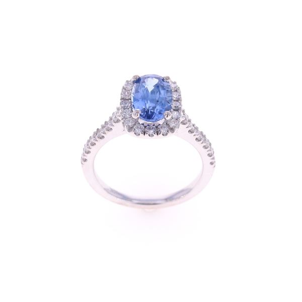Montana Sapphire Diamond & 18k White Gold Ring