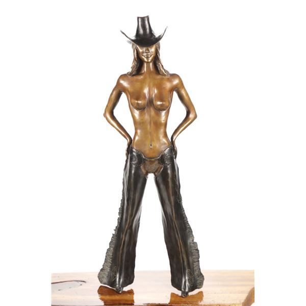 Steve Von Lutzon Cowgirl Bronze c. 1985