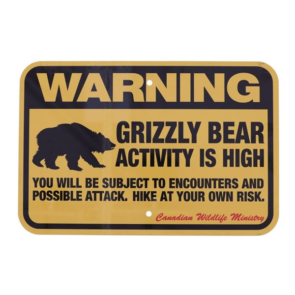 Grizzly Bear Warning Sign from Canada