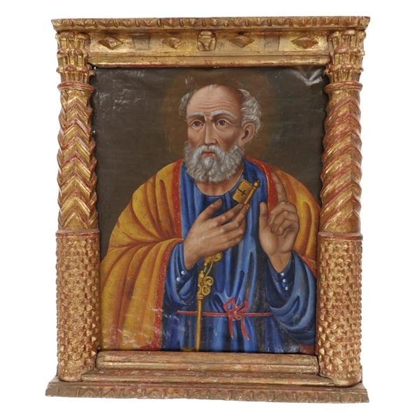 18th-19th C. Saint Peter Catholic Oil Painting