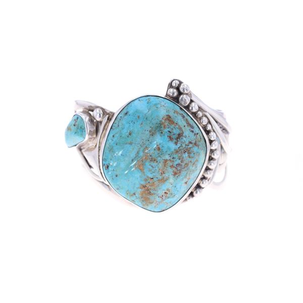 Navajo Adam Fiero Silver Turquoise Bracelet