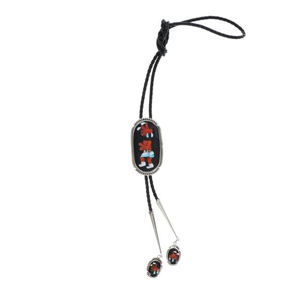 Zuni Bev Etsate Inlaid Multistone Mudhead Bolo Tie
