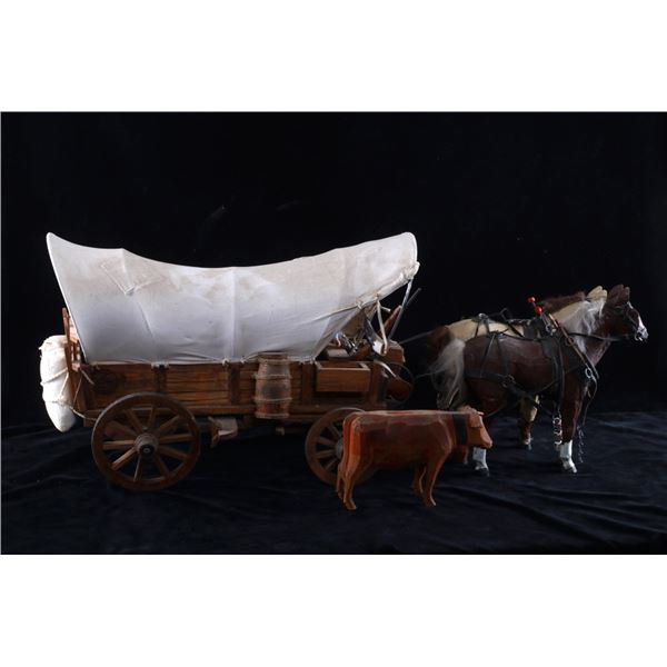 C. 1920's Folk Art Covered Wagon & Livestock