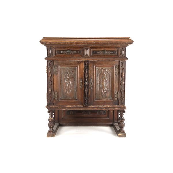 19th C. Hand-Carved Dutch Renaissance Cabinet