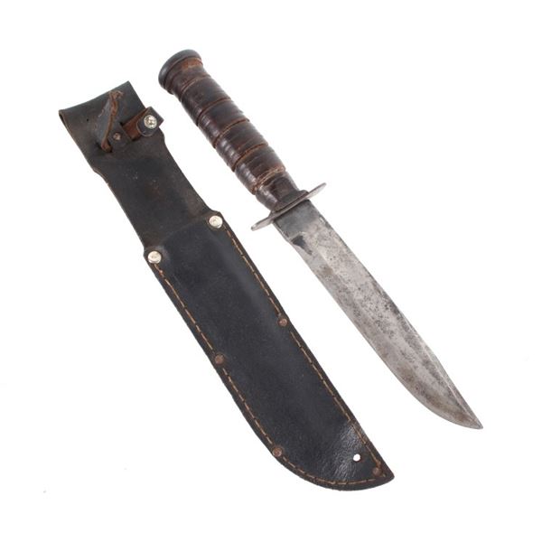G.C. Co Bowie Fighting Knife w/ Leather Sheath