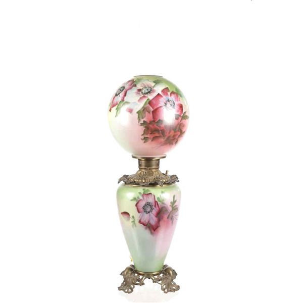 C. 1800- Victorian Painted Gone With The Wind Lamp