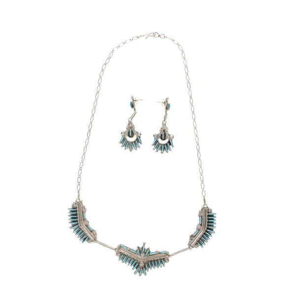 Navajo B. Wyuco Petite Point Necklace & Earrings