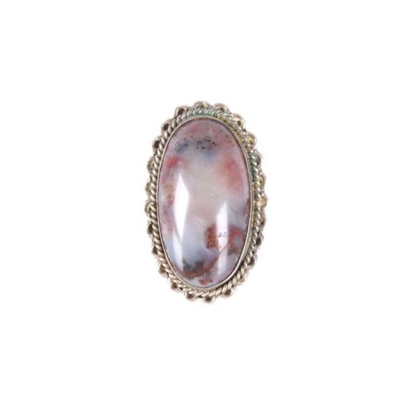 Navajo Sterling Silver Moss Agate Cocktail Ring