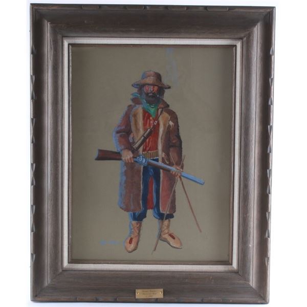 Original D. Powell Watercolor "Mountain Man" 1982