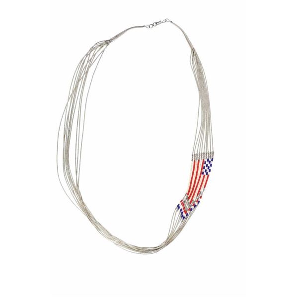 Liquid Sterling Silver USA  American Flag Necklace