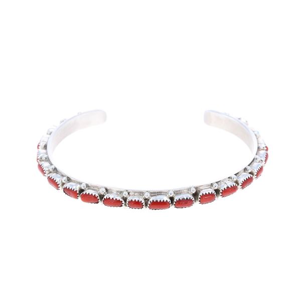 Vintage Navajo H. Martinez Coral Sterling Bracelet