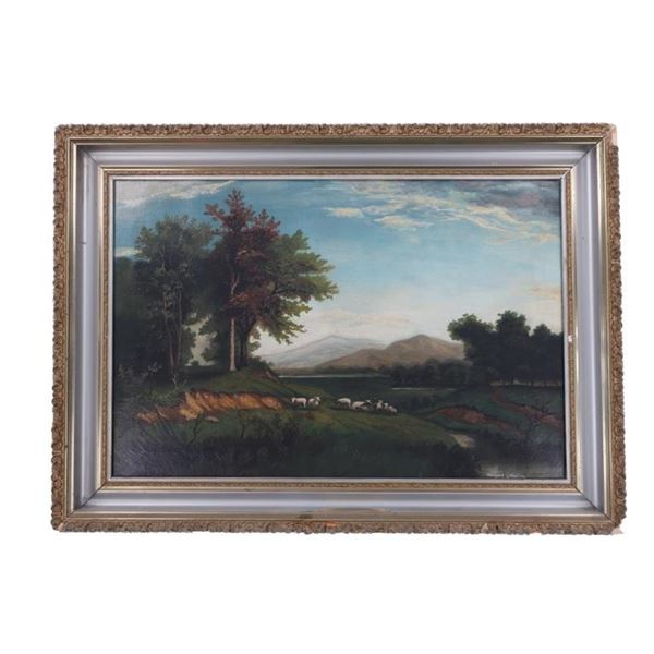 1915 Margaret Martin Painting  Sheep Grazing 