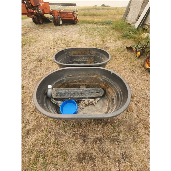 (2x Bid Price) Little Giant Plastic Water Troughs with Contents (Apx. 100 Gallons)