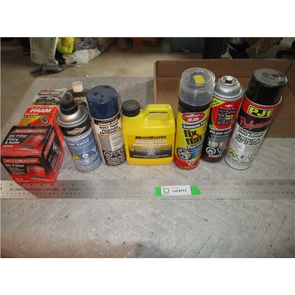 Lot of Oil Filters, Rad Flush, Fix Flat, Misc.