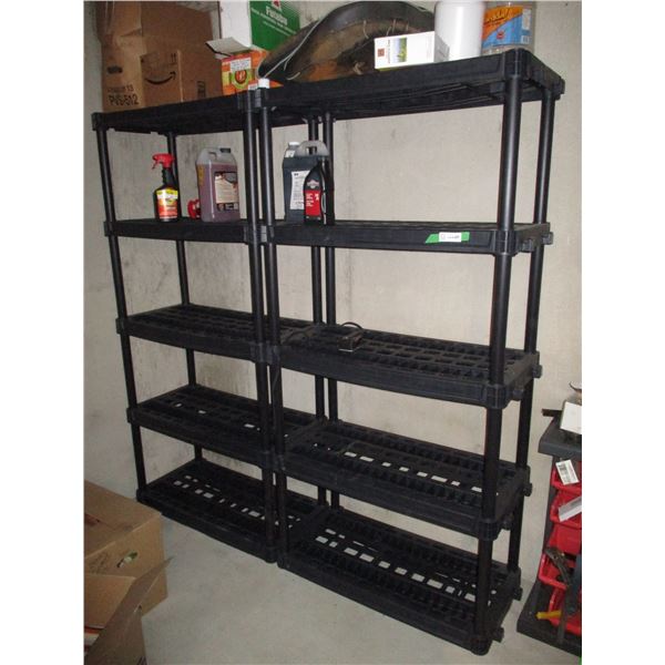 (2x Bid Price) (2) 5 Tier Plastic Shelf (73" Tall) - NO CONTENTS