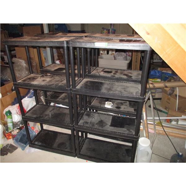 (2x Bid Price) (4) 4 Tier Plastic Shelf (2' Long x 4' Tall)