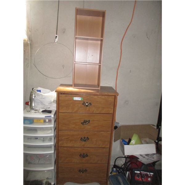 5 Drawer Dresser (24 x 15 x 44") with Small 2 Tier Book Shelf (31" Tall)