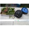 Image 1 : (2) Bike Helmets, Lock, Misc. Glassware
