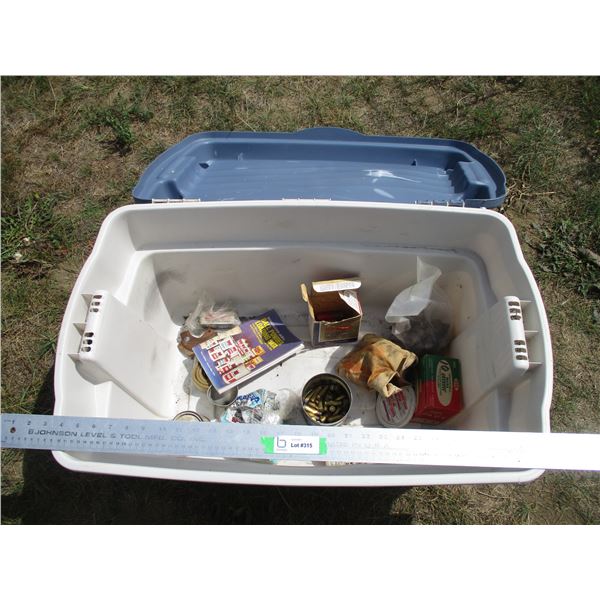 Plastic Tub with Shells, Cartridges, Misc. .44 Shells, Misc.