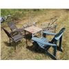 Image 1 : Small Patio with (4) Metal Chairs & (1) Wooden Chair