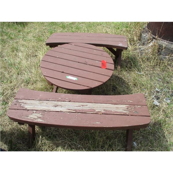 Small Round Wooden Table & Bench's