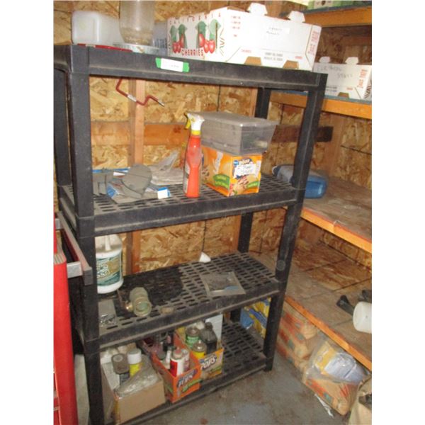 4 Tier Plastic Rack with Contents (55" Tall)