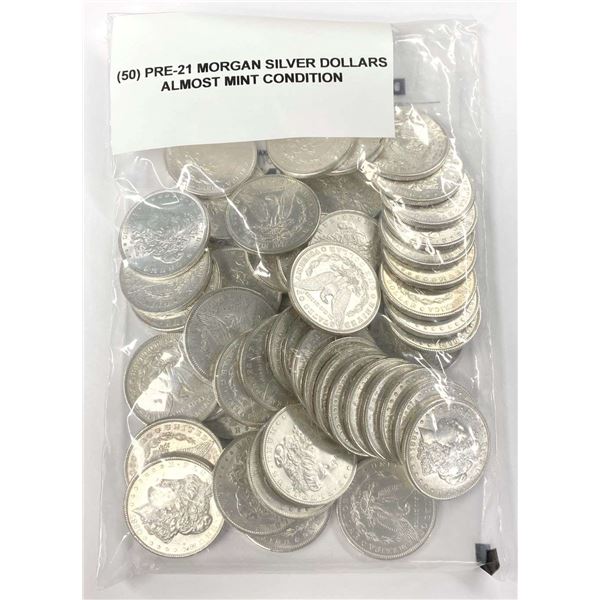 (50) Morgan Silver Dollars Almost Mint 1878-1904