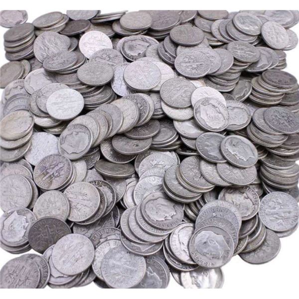 $500 Face Roosevelt 90% Silver Dimes (5,000-Coins)