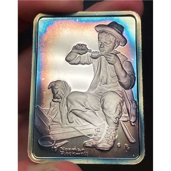 Spot Light Rainbow Toning "The Animal Doctor" 1923 Norman Rockwell 1 Ozt .999 Silver Bar