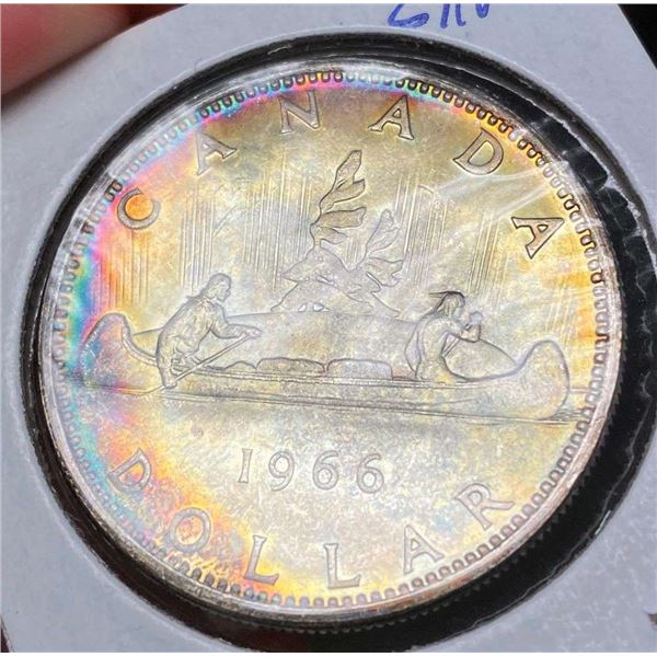 Toned 1966 Canada 80% Silver Dollar .6 oz ASW