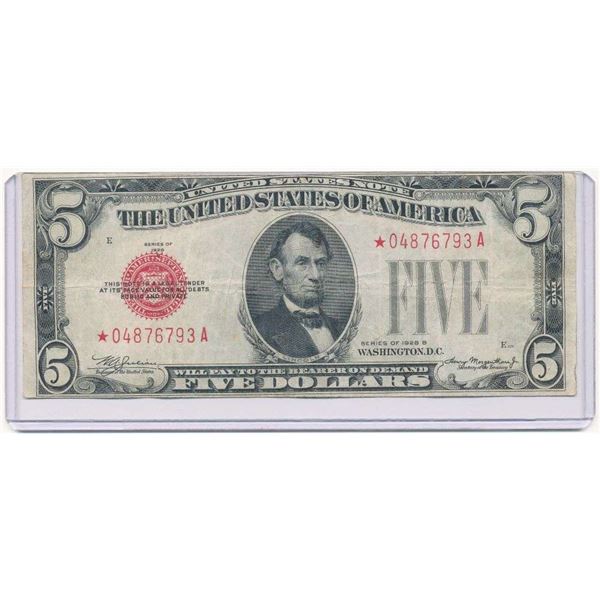 MINT ERROR!!! 1928 United States $5 Star Note VF