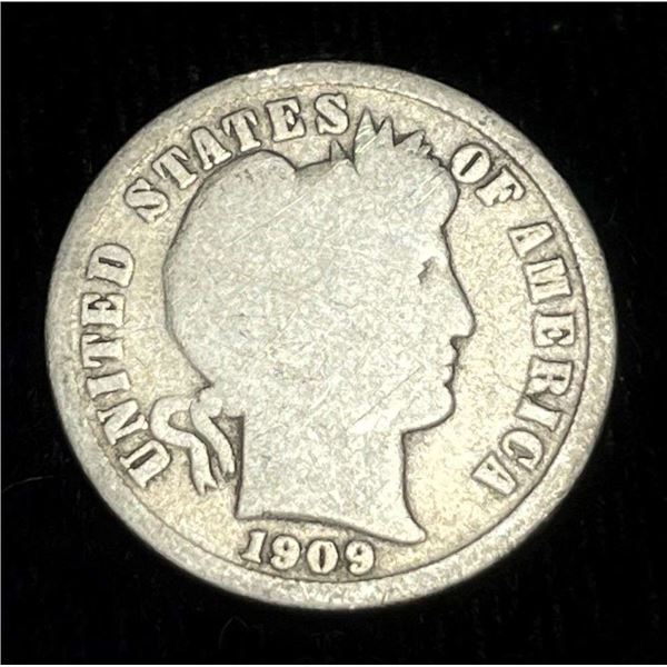 1909-S Barber Silver Dime AG