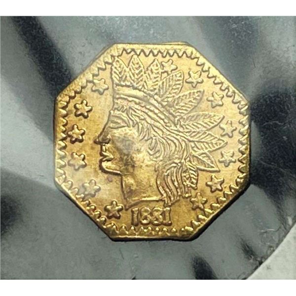 1881 Cali Gold Token 1/4 Dollar