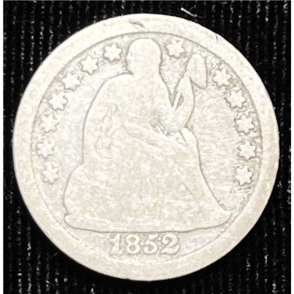1852 Seated Liberty Silver Dime VG