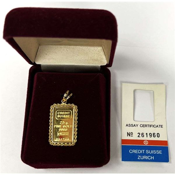 Credit Suisse 2.5g .9999 Gold Pendant