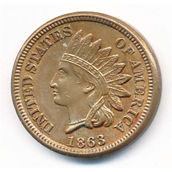 1863 Indian Head Cent MS63 RB