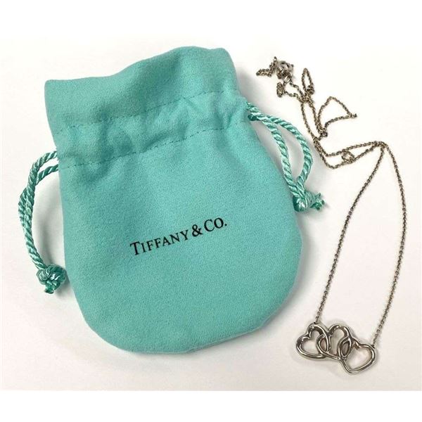 Tiffany & Co. Elsa Peretti 3 Heart Necklace .925 Sterling Silver