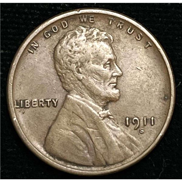 1911-S Lincoln Cent AU58