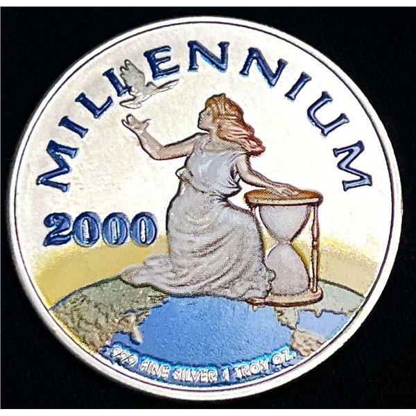 Colorized 2000 Republic Of Liberia "Millennium" $20 1 ozt .999 Silver