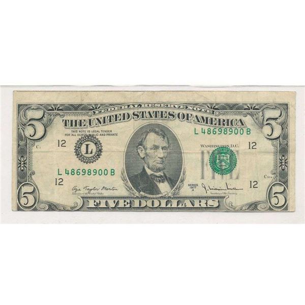 1977A United States $5 Federal Reserve Note