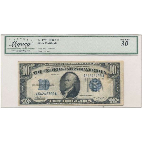 1934 Silver Certificate $10 VF