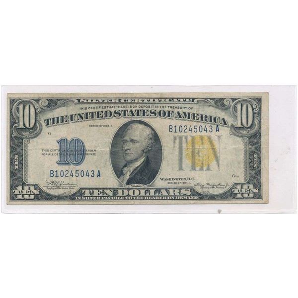 1934A United States $10 Silver Certificate