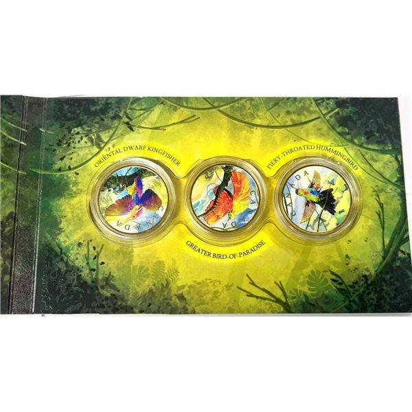 2022 "Colours Of Paradise" Colorized And Funky Holo Canada $5 1 ozt .9999 Silver (3-coins)