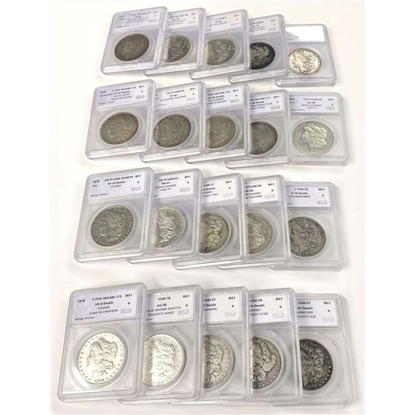 (20) 1878 Mixed VAM Variety Morgan Silver Dollars