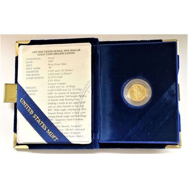 1995-W Proof American Gold Eagle 1/10th ozt $5 OGP