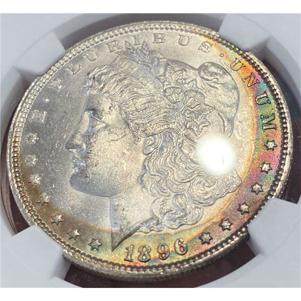 Monster Color 1896 Morgan Silver Dollar NGC MS63