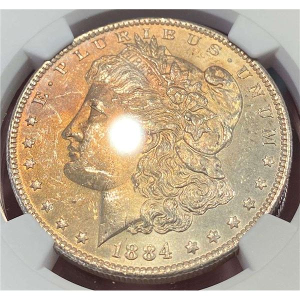 Monster Color 1884-O Morgan Silver Dollar NGC MS63