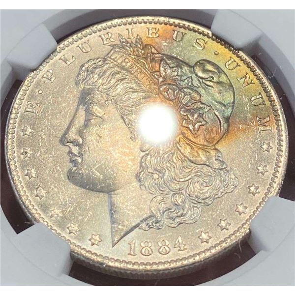 Monster Color 1884-O Morgan Silver Dollar NGC MS64
