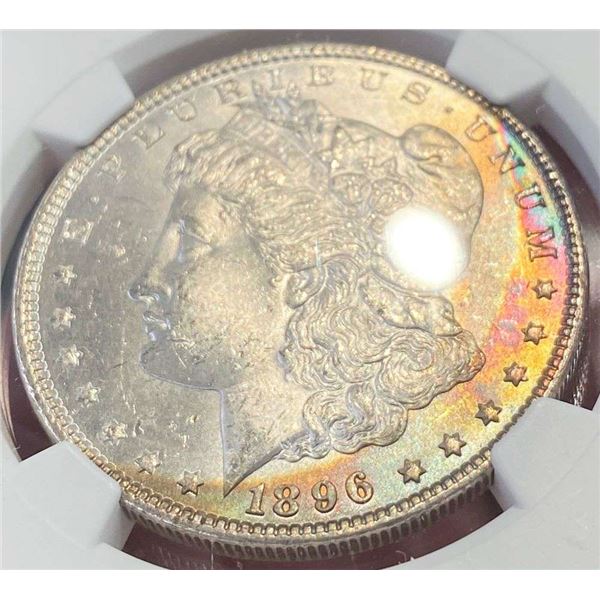 Monster Color 1896 Morgan Silver Dollar NGC MS63