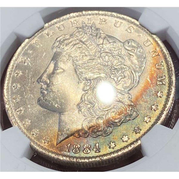 Monster Color 1884-O Morgan Silver Dollar NGC MS63